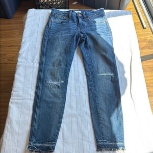 Madewell Blue Skinny Jeans with Distressed Details